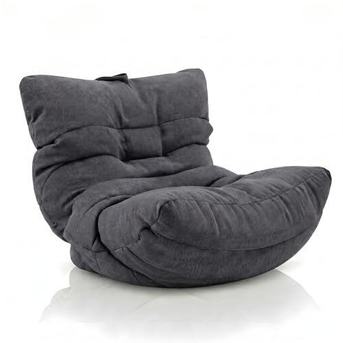 Aiire Puff Salón XXL de Diseño - Sillón Puf con Relleno Incluido para Adolescente - Bean Bag Chair Premium para Dormitorio Juvenil - Funda Desenfundable y Lavable Gris Oscuro