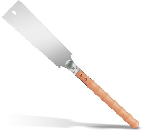Japanese Pull Saw of Double Edge,10 Inch Hand Saw of 7-10/18 TPI Gradient Teeth, SK5 Flexible Replaceable Blades,with Non-Slip Bamboo Knot wooden Handle,Woodworking Tool for Hardwood & Softwood.