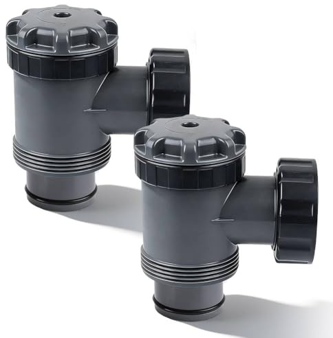 Ruioomeep Válvula de paso de piscina de 38 mm, 2 unidades de válvula de pistón para Intex, Bestway & Coleman Pool Accesorios, Válvula de repuesto con manguera de 1-1/2 pulgadas, juego de conexión de