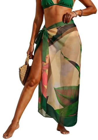 Women's Beachwear Sarongs Cover Ups for Women High Slit Printed Wrap Swimwear Skirt Bikini Cover Up for Ladies Summer Vacation Party