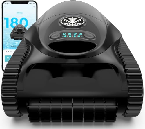 BRINBO C1 Robot limpiafondos Piscina y Paredes, Línea de Flotación, Doble Filtro, 7 Modos de Limpieza, 180 min de Autonomía, Limpiador con App,Robot Piscina,Negro Intenso
