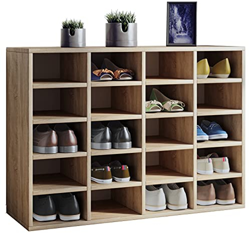 VCM Holz Schuhregal | Maße ca. H. 99 x B. 92 x T. 33 cm | Schuhkommode mit 20 Fächer | Schuhschrank - Hinsol XL
