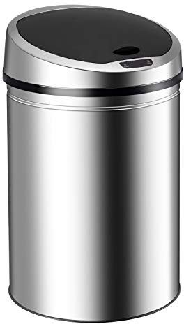 Ribelli Edelstahl Mülleimer 30 Liter - Abfalleimer mit Sensor - automatisches Öffnen und Schließen - Klemmring für Müllbeutel - Abnehmbarer Deckel - mit LED-Funktionsanzeige (Chrom)