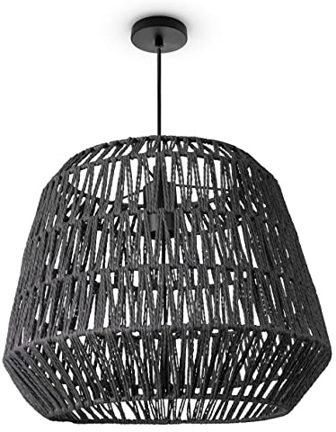 Paco Home Pendellampa Vardagsrum Bohemiskt Chic Korglampor Pendellampa Rotting Matrum Lampa Papp E27, Typ av lampa:Pendelbelysning - Typ 9, Färg:Svart (Ø40cm)