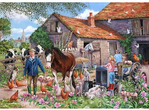 The House of Puzzles - MacDonalds Farm Jigsaw - Big 500 Piece Jigsaws For Adults, Extra Large Pieces, Artist Illustrated, Scenic Landscape, Deluxe Puzzle Gifts