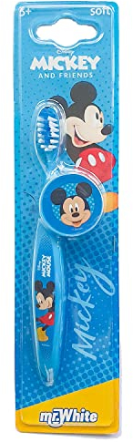 Spazzolino da denti Mickey Mouse con cappuccio di protezione, ventosa, manico comodo e setole morbide per bambini