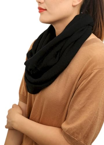 Prettystern XL 100% Kaschmir Unisex Winter Loop Schal Warm Rundschal Strick-Schal Rund-Halstuch Damen Herren Schlauch-Schal Schwarz
