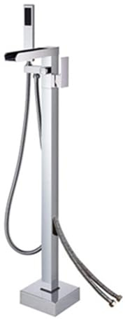 BiaoTeng Rubinetto Per Vasca Da Bagno Da Terra Cascata cromo ottone Attacco a muro acqua calda e fredda Miscelatore Vasca Da Bagno Freestanding, cromo
