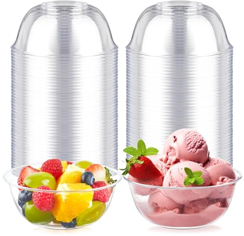 Qeirudu Confezione da 50 ciotole in plastica dura usa e getta, 350 ml, per insalate, feste, gelati, dessert, frutta, semifreddi, snack