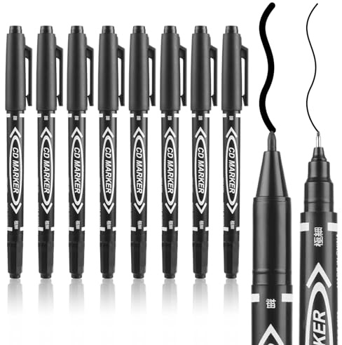 YUXIANLB Black Markers for Drawing, 10 Pack Dual Tip Brush Pens Permanent Marker Set for Art Drawing Sketching Writing Dooding Marking