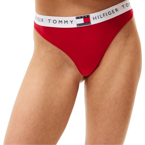 Tommy Hilfiger Women’s Classic Thong with Logo Waistband, Red (Primary Red), M