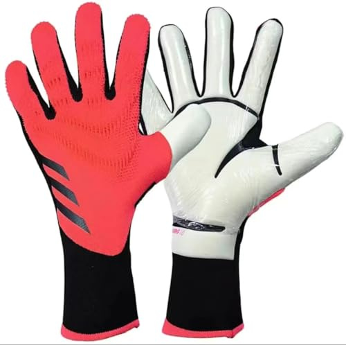 HISTARSTORE5 Fußball-Torwarthandschuhe mit starkem Grip, rutschfest, atmungsaktiv, für Erwachsene und Kinder (Rot, 8)