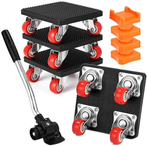 Zhufas Kit Eelevador de Muebles Pesados con 4 Ruedas,Mover Muebles con Rodillo, Giratorio 360° Ruedas, Carga de 500kg,Elevador de Muebles para Sofá Lavadora