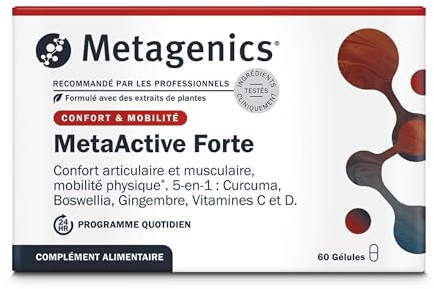 Metagenics - MetaActive Forte - Curcumine, Boswellia & Gingembre pour Articulations, Cartilage et Réponse Inflammatoire - 60 Gélules