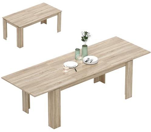 HOMCOM Esstisch ausziehbar 180-260 x 90 cm für 8-10 Personen Eiche