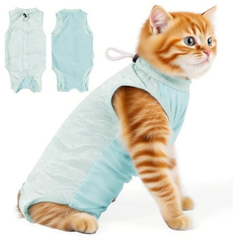 Body Post Operatorio,GattoTuta Medica da Recupero Pet,Gatticon Anti-leccatura per ferite Addominali,Indumento Traspirante per il Recupero dei Gatti,per Gatti con Ferite Addominali (L)