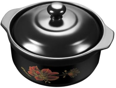 SHOWERORO Olla de Barro Cerámica para Personas Resistente Altas Temperaturas Cazuela para Guisos y Estofados Cocina Fuego Directo Utensilio Doméstico Duradero y Deformación