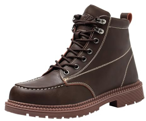 Scarpe tradizionali da uomo in pelle con tacco corto, stivali da cowboy, moderni, medievali, fatti a mano, per uomo, in pelle, stivaletti antiscivolo, marrone, 46