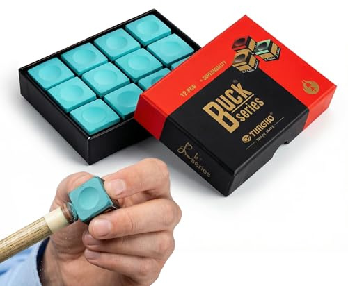 ButtVigour 12-Pack Light Green Oil-Based Snooker Chalk Cubes, Enhanced Control & Grip for Pool Cue Tips, Professional Billiard Chalk for Precision Shots, Ideal for Snooker, Pool & English Billiards