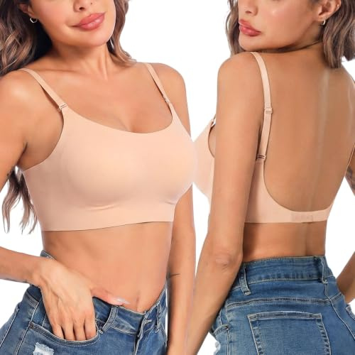 Crewhpo Soutien Gorge Invisible Dos Nu Brassière Confort Bretelles Croisées