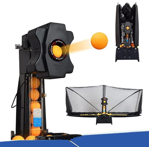 Bordtennisrobot, automatisk ping pong boll launcher med 36 snurrbollar, återvinningsnät för övningsträning, perfekt för idrottare och nybörjare
