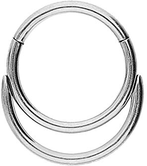 PIERCINGLINE Chirurgenstahl Clicker Piercing Septum Tragus Helix Doppelring silberfarben