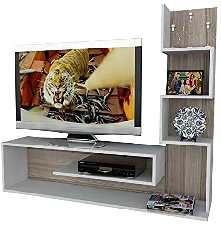 moebel17 Alphamoebel 1711 Metehan TV Board Lowboard Fernsehtisch Fernsehschrank Sideboard, Wohnwand Tv Schrank Tisch für Wohnzimmer, Weiß Cordoba, Holz, Regalelement,149,5 x 29,5 x 120,8 cm