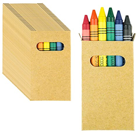 Partituki Gadget Compleanno Bambini 20 Sets di 6 Pastelli a Cera Colorati. Ideale per Regalini Fine Festa Bambini e Pignatta