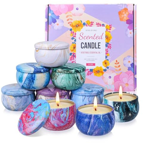 OFUN Scented Candles Gift Set for Women Men, 9 Pack Natural Soy Wax Aromatherapy Candles 180H Burning, Gift Sets Idea for Her, Girls, Mom, Friends, Mother's Day, Birthday, Valentines, Christmas