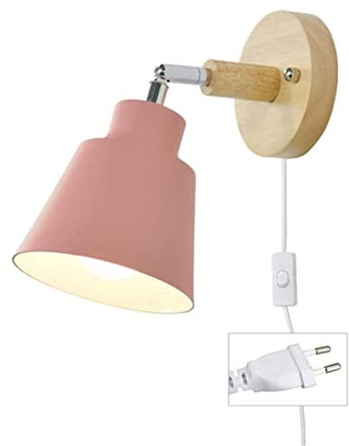 HUA5D Rose Applique Murale Avec Prise Electrique Et Interrupteur Moderne por Chambre Salon,E27 Applique Murale Vintage Retro Spots Muraux,Lampe De Lecture De Chevet,Rotation À 350 Degrés