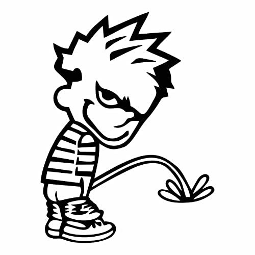 AMA SHOP Adesivo Prespaziato Bambino che fa pipi' Divertente Colore nero | Adesivi per Auto | Sticker per Casco, Moto, Camper | Adesivo in PVC per Decalcomania Parete, Murale