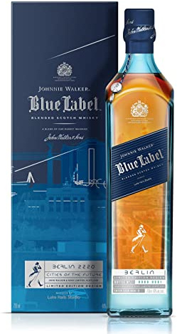 Johnnie Walker Blue Label - Cities Of The Future| Blended Scotch Whisky | Limitiertes Illustrations-Design Berlin 2220 | Preisgekrönte Rarität| Handgefertigt In Schottland | 40% Vol | 700ml Flasche |