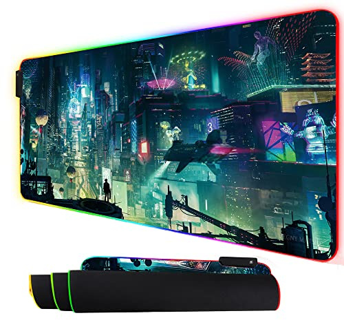 Imegny RGB Mouse Pad, XXL LED Gaming Mouse Mat Heavy Duty Anty Slip 35.4 * 15.7 Inches greencity