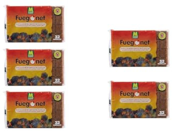 Pack 5 Unidades Pastillas de Encendido ecologicas 32uds - Fuegonet. Ideal para barbacoas y chimeneas. Sin Olor. Listas para Usar Larga duracion.