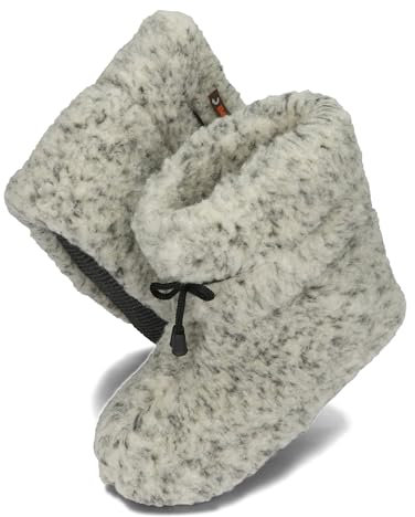 BeComfy Warme Hausschuhe Damen Herren Hüttenschuhe aus Schafwolle Wollhausschuhe Unisex Hausstiefel mit Schnürsenkeln 36-46 (Grau, EU Schuhgrößensystem, Erwachsene, Numerisch, M, 38)