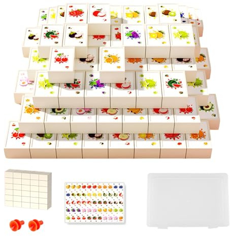 Xmart Seaside Escape - Mahjong-Stil Legespiel mit 55 Blöcken 30mm, niedlichen Aufklebern, 2 Saugnapfen und Kunststoffbox für Familie und Erwachsene, Party