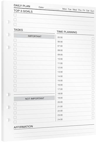 KOMPASS Agenda journalier – Timeboxing | Inserts de planning A5 | 30 feuilles pour planification quotidienne structurée avec blocage du temps | Plus de productivité et de concentration | Bullet