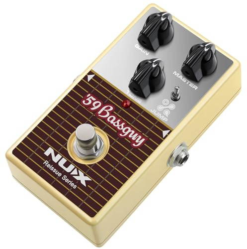 NUX | 59 Bassguy Overdrive Pédale d'overdrive | Pédale d'overdrive de guitare avec son d'ampli à tube en tweed vintage | Tonalité, boost et distorsion authentiques de 1959 | Pédale d'effets de guitare
