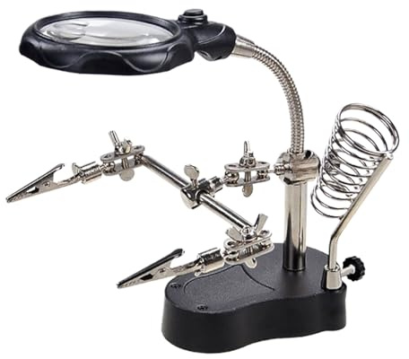 Station Soudure - Outil Troisième Main | Support Aide Soudage Avec Loupe | Outils Réglables LED Pince Crocodile Pour Montage Carte Électronique Et Test Composantse Fonctionnent E