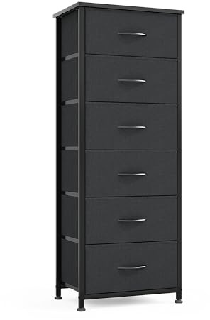 CAIYUN 6 Drawer Tall Dresser, Dresser for Bedroom Entryway Hallway, Closet Storage Drawer, Commode De Chambre, Armoire De Rangement, Black