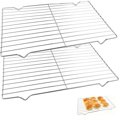 2 Pezzi Griglia Forno Universale per Glassare Dolcigriglia Gratella per Glassare Dolci Torta Rettangolare Antiruggine, Griglia di Raffreddamento in Acciaio Inox per Cottura, Grigliare (31x21x1.8cm)