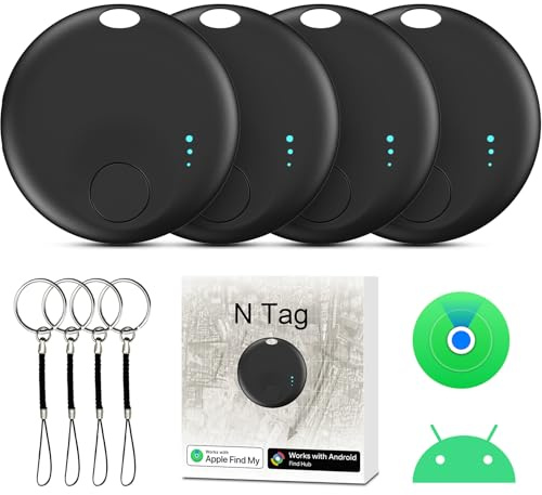 Air Tracker Tag for Android or iOS, Tracker Tags-4 Pack Smart Tag, Dual System Both iOS and Android Tracker Tags, Apple Find My or Google Find Hub App, Keys Finder Item Locator for Wallets
