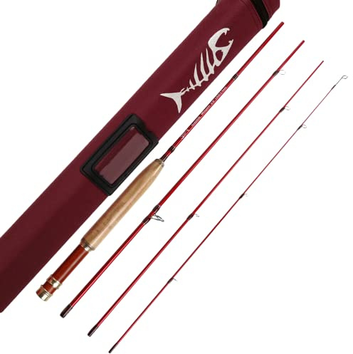Aventik Whisperer Fly Fishing Rod 4 Pieces, 6FT 0/1/2/3wt, 7FT 3/4wt, 24T Corbon Fiber Fast Action Super Compact Freshwater Ultra Light Fly Rod with Cordura Rod Tube (6'1'' LW0/1)