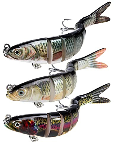 Rose Kuli Fishing Lures - Multi Jointed Swimbaits, Topwater, Slow Sinking, Bionic Swimming Lures Kit for Bass, Trout, Freshwater & Saltwater