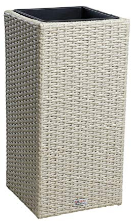 ESTEXO Polyrattan Blumentopf Übertopf Pflanztopf Blumenkübel Rattan Pflanzkübel Topf (60 cm/Beige)