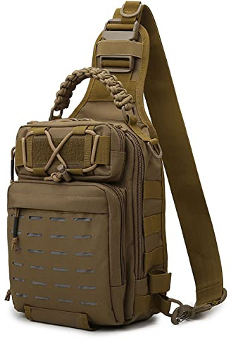 doorslay Sac à dos de pêche en bandoulière avec support de canne à pêche, sac de rangement léger pour matériel de pêche, sac à dos à bandoulière pour la pêche, la randonnée, la chasse, le camping