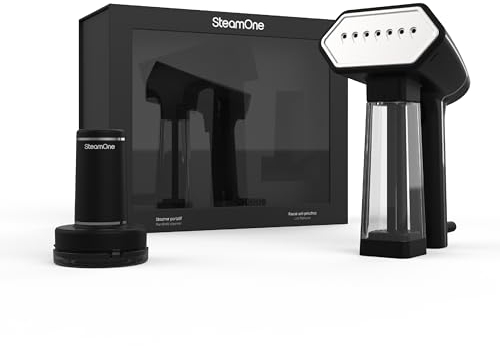 STEAMONE - Coffret Cadeau Steamer Defroisseur Vapeur Portatif Puissant 1800W Réservoir 140ml et Rasoir Anti Bouloche Rechargeable - Câble 3m - Fer à Repasser de Voyage - SN200B & RP10