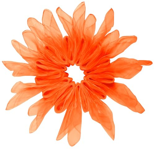 Jmkcoz 12pcs Square Juggling Silk Dance Scarves Magic Tricks Performance Props Accessories Movement Scarves Rhythm Band Scarf (Orange)