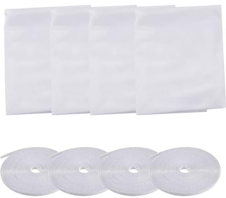 4 PCS Moustiquaire Fenêtre Écran,fliegengitter,Moustiquaire Fenetre, fliegengitter fenster,Moustique Insect Mesh,avec 4 Auto Rubans Adhésifs,Protéger la Famille Contre Les Insectes (Blanc)