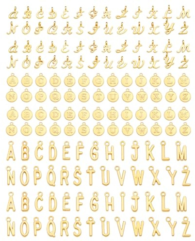 Mikovivi 156 Pz Ciondoli con Lettere dell'Alfabeto, Classici con 200 Anelli di Congiunzione Aperti, Orecchini Fai da Te in Zinco con Chiusura Lobster Clasp, Oro